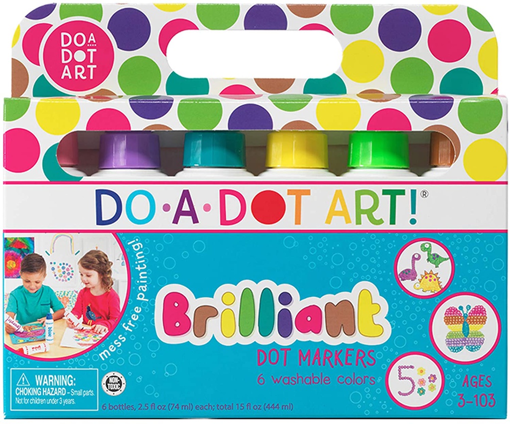 DO A DOT ART MARKERS BRILLANT 6 WASHABLE(2.5oz of ink)