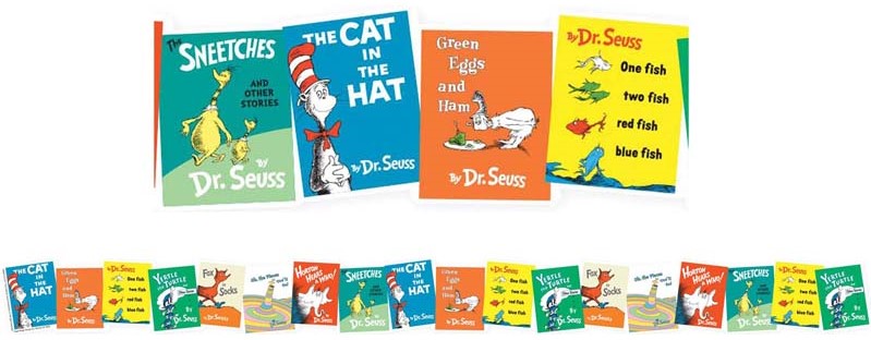 DR SEUSS FAVORITE BOOKS DIE CUT Border, 12 strips (3.25&quot;x37&quot;)(8.2cmx93.9cm)total(37'=11.2m)