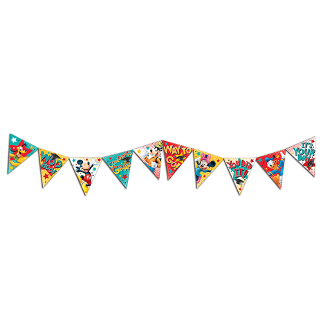 Mickey Graduation Pennant Banner (10 count) (7.5''x8.5'') (19cmx21.5cm) double-sided flags and (10 feet of ribbon