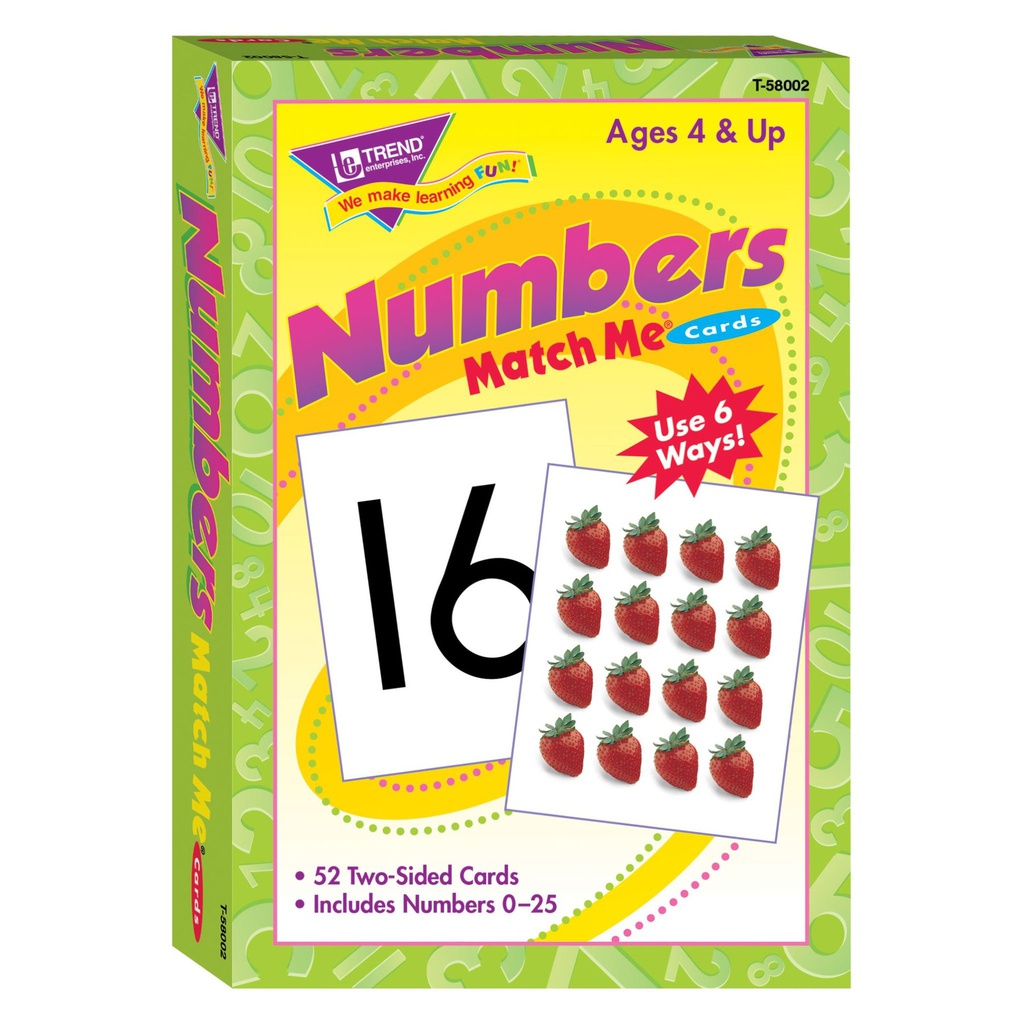 Numbers 0-25 Match Me Cards (52cards)