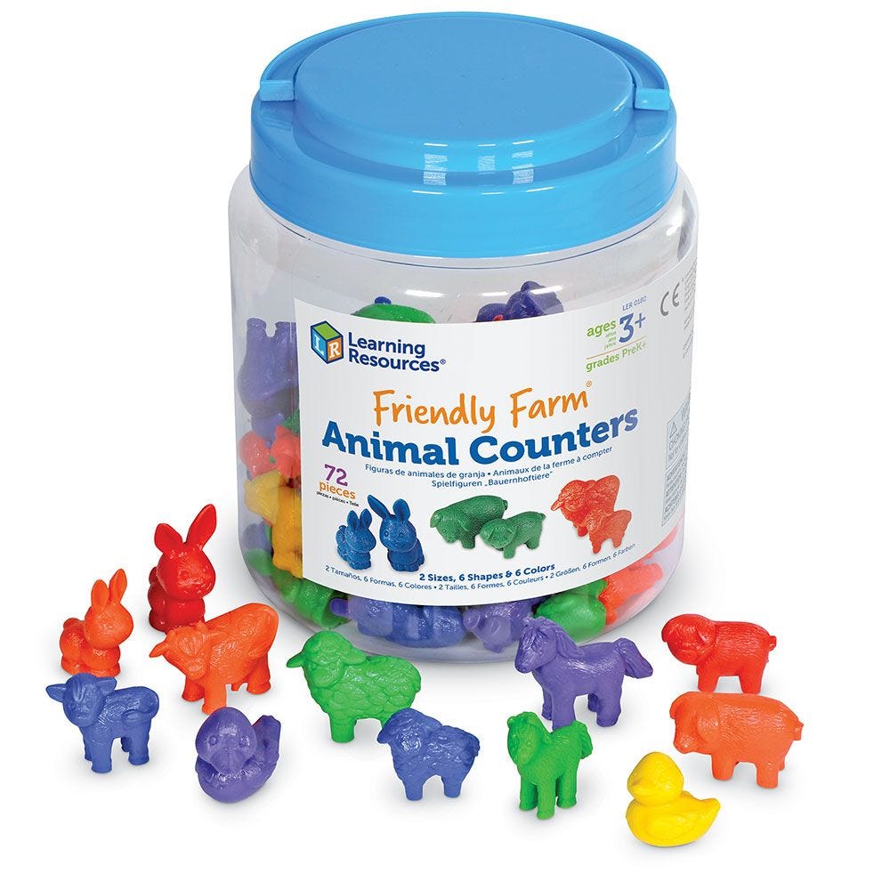 Friendly Farm Animal Counters, (Set of 72)