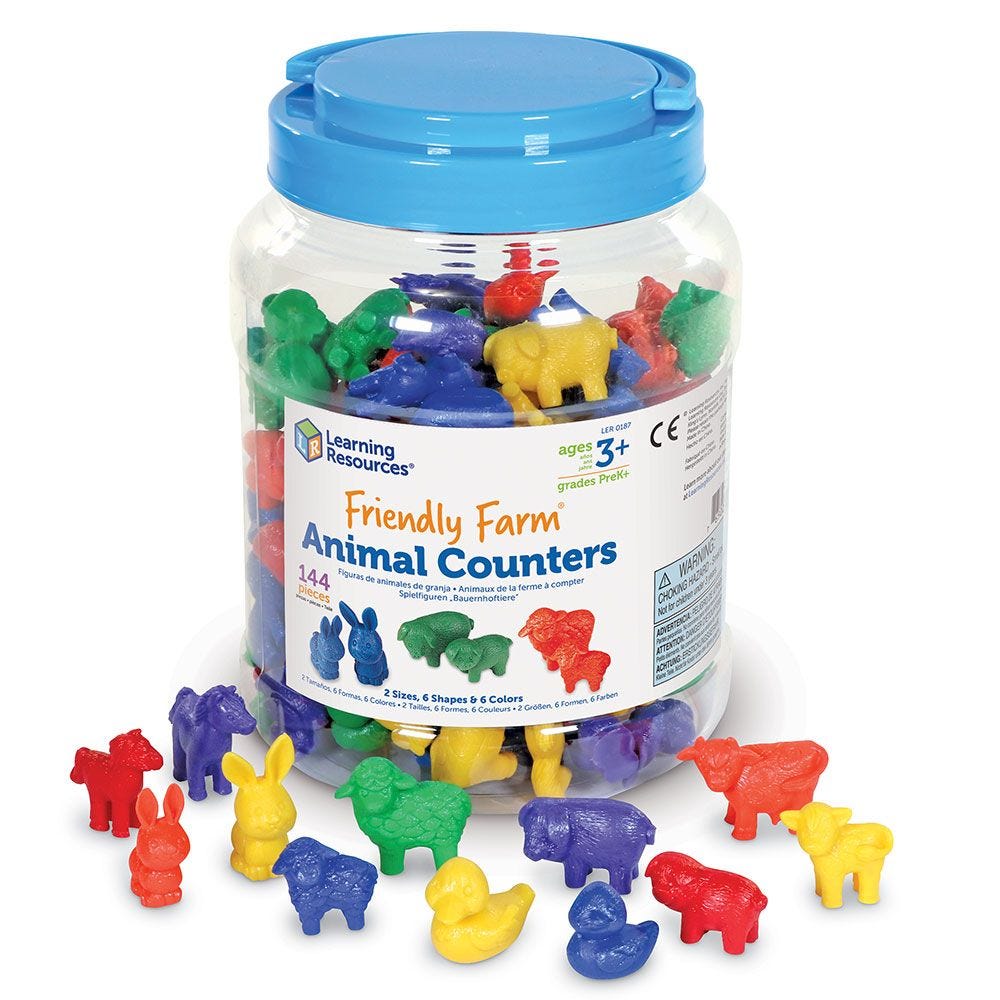 Friendly Farm Animal Counters, (Set of 144)