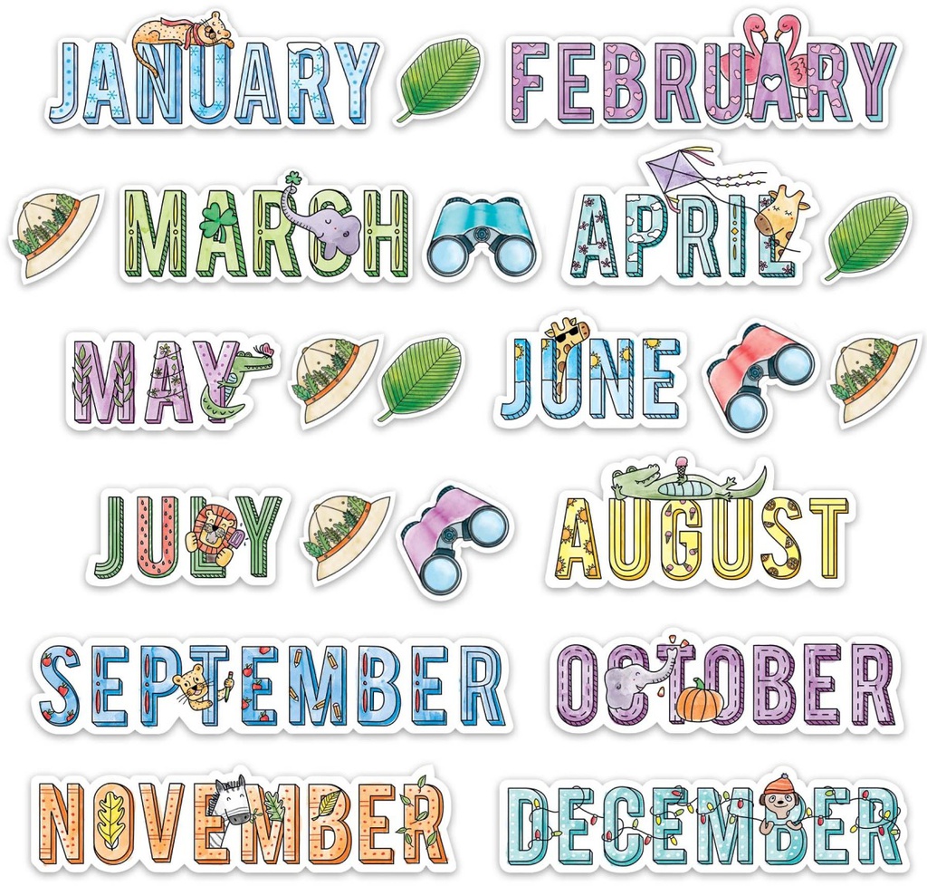 SAFARI FRIENDS MONTHS OF THE YEAR MINI BULLETIN BOARD (22 pcs)