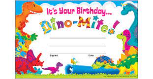 Birthday Dino-Mite Pals Recognition Awards 5.5&quot; x 8.5&quot; (14cm x 21.5cm)