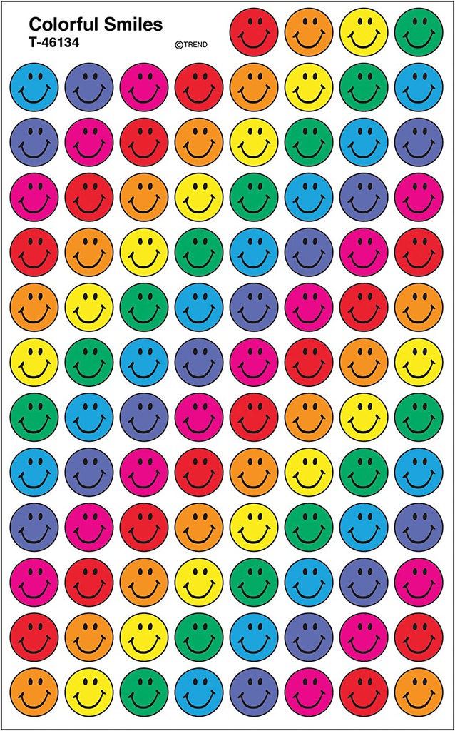 Colorful Smiles  SuperSpots Stickers (800 Stickers) (0.4''-1cm)