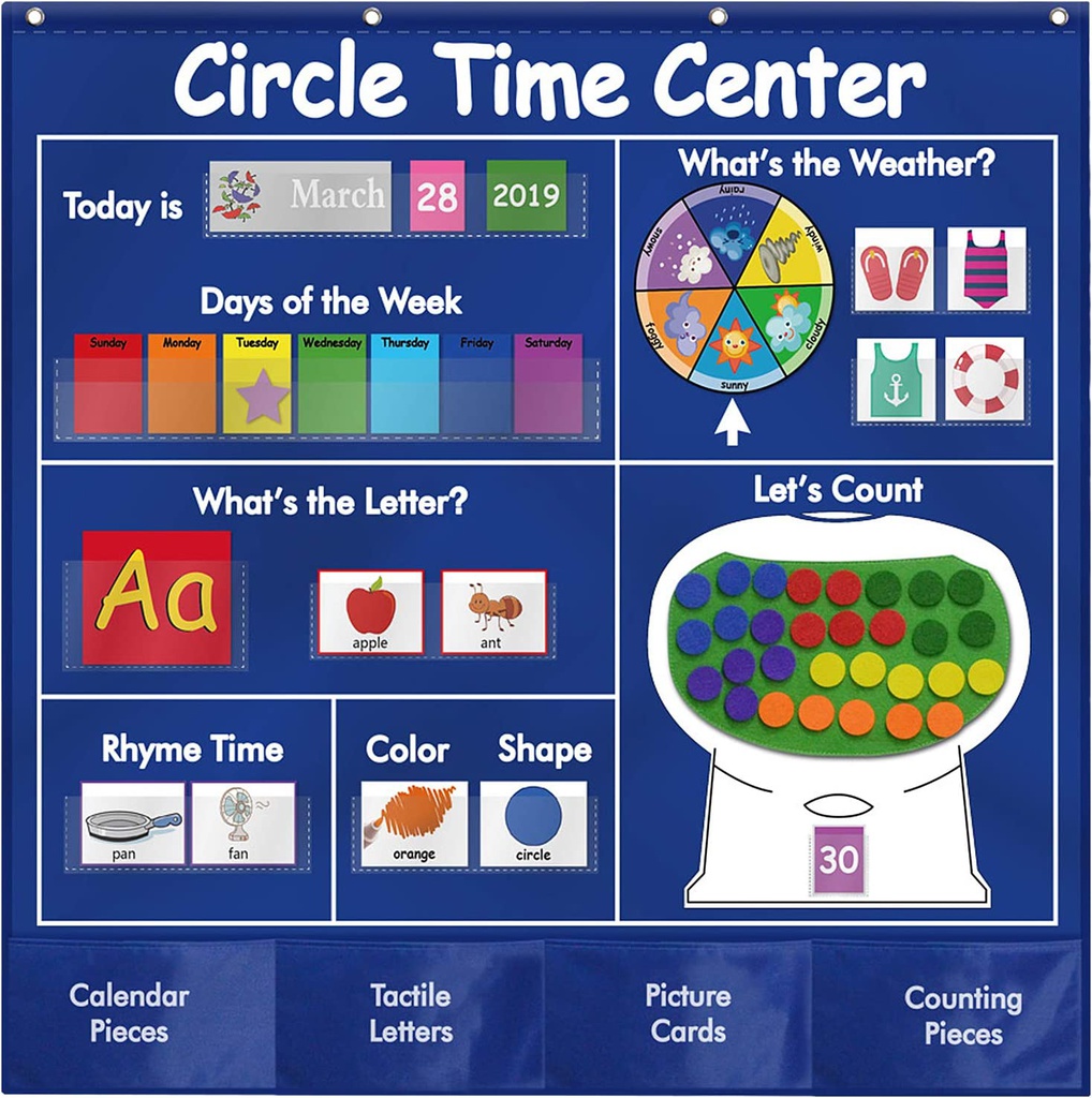 Circle Time Center BLUE POCKET CHART 39&quot; x 41&quot; (99cm x 104cm)