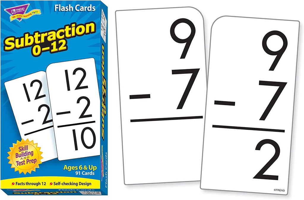 SUBTRACTION 0-12 Skill Drill Flash Cards (91 cards)