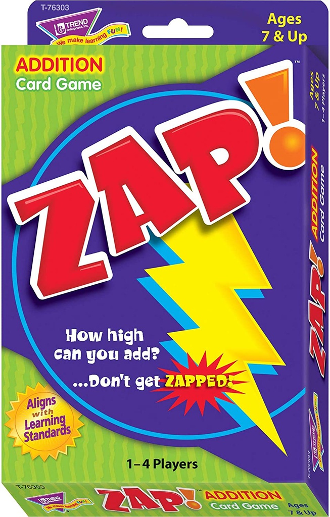 ZAP! Addition CARD GAME (100 cards) AGE 7+