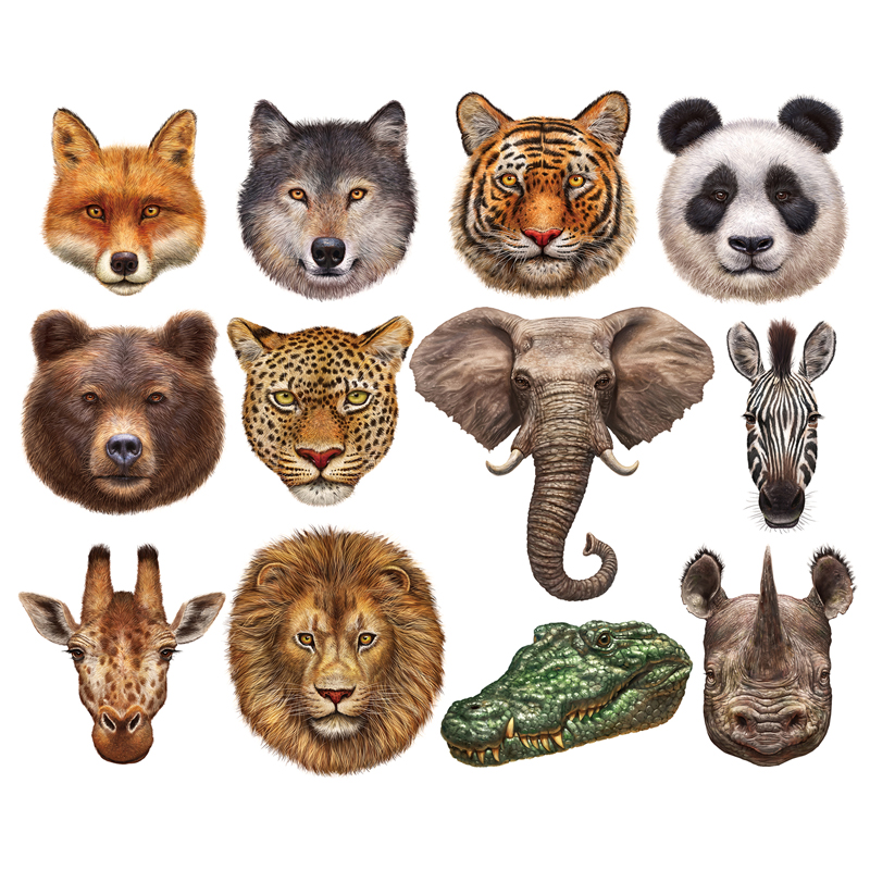 WILD ANIMALS MINI SHAPED PUZZLE SET/12 PUZZLES  (500 pc)