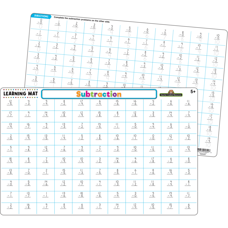 SUBTRACTION LEARNING MATS 17&quot;x 11.5&quot; (43cm x 29cm)