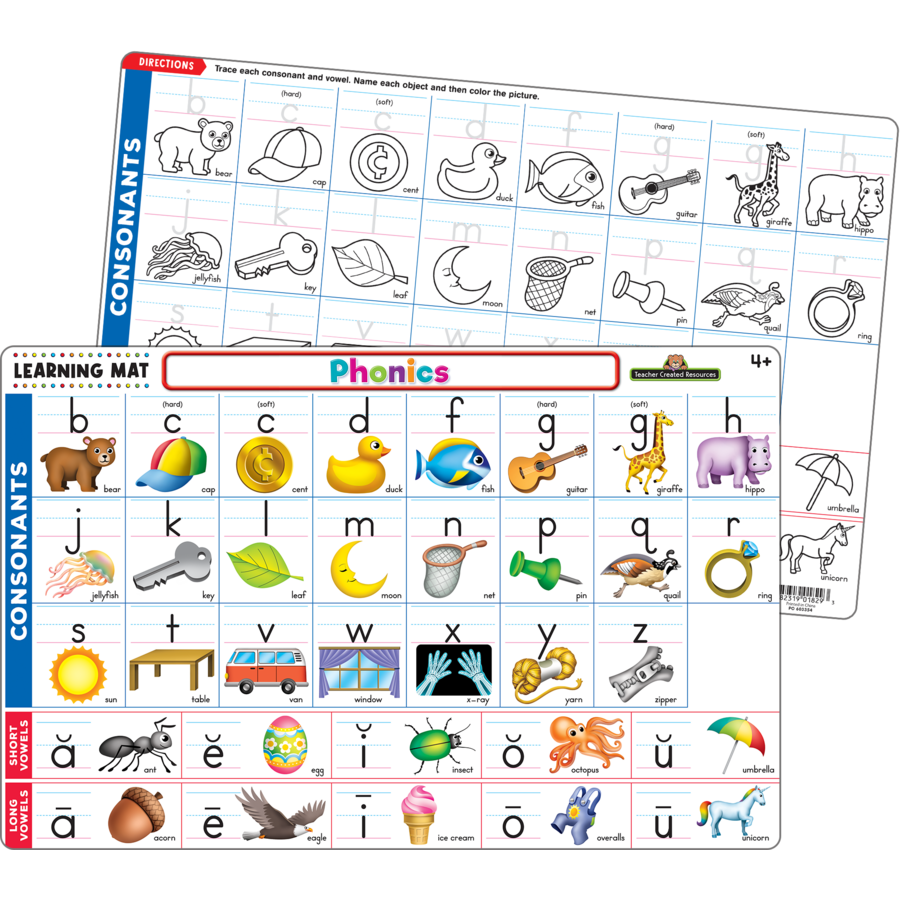 PHONICS LEARNING MATS 17&quot;x 11.5&quot; (43cm x 29cm)