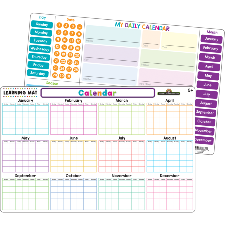 CALENDAR LEARNING MATS 17&quot;x 11.5&quot; (43cm x 29cm)