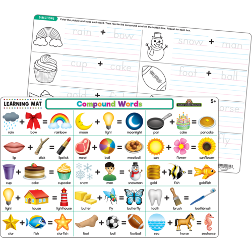 COMPOUND WORDS LEARNING MATS 17&quot;x 11.5&quot; (43cm x 29cm)