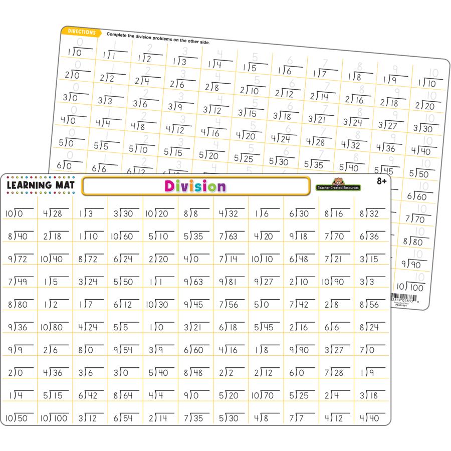 DIVISION LEARNING MATS 17&quot;x 11.5&quot; (43cm x 29cm)