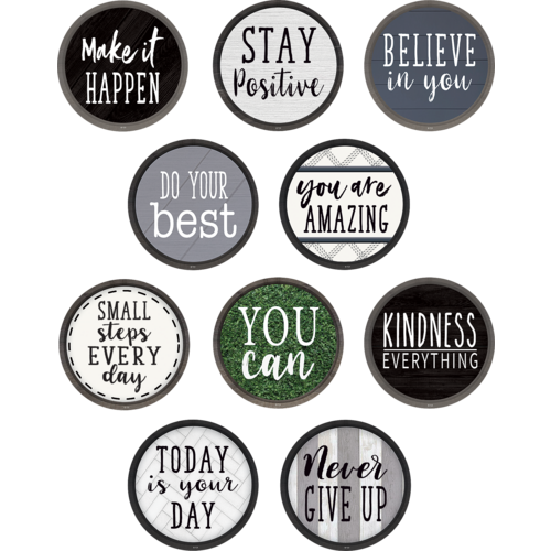 MODERN FARMHOUSE POSITIVE SAYINGS ACCENTS ( 6&quot; (15cm)(30/pkg)