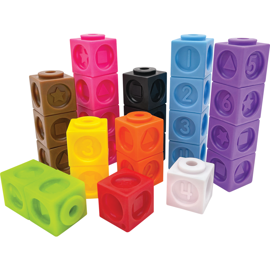 NUMBERS &amp; SHAPES CONNECTING CUBES  (100/pkg)(0.75''=2cm)