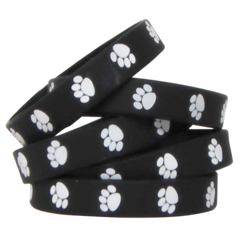 BLACK &amp; WHITE PAW PRINTS Wristbands (10 pcs)