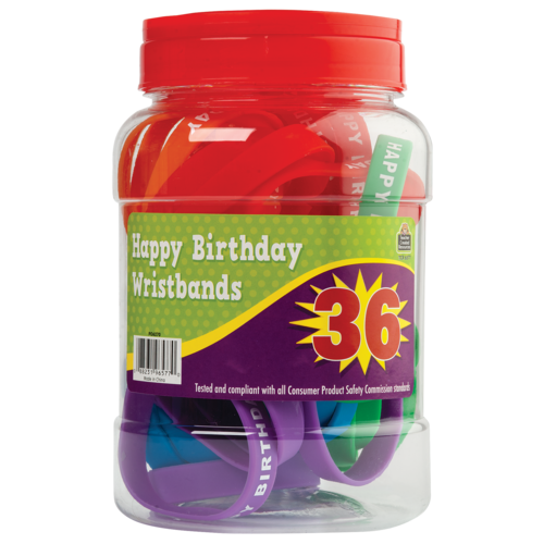 HAPPY BIRTHDAY Wristbands (36 pcs)