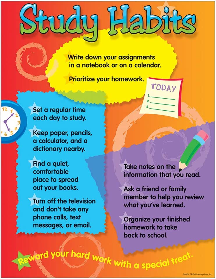 STUDY HABITS Chart 17&quot; x 22&quot; (43cm x 56cm)