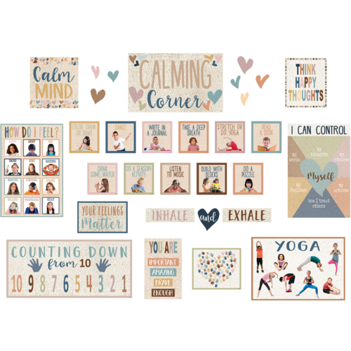 Everyone is Welcome Calming Corner Bulletin Board Set contains 8 positive mesg.&amp; 7 Heart Accents (22.5&quot;x10.5&quot;(57cmx 26.6cm) (31pcs))