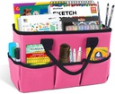 Teacher Helper Tote Bag/Desktop Tote (13.6x5.7x8.7 inches)(34.5cm x 14.5cm x 22cm) PINK/BLACK