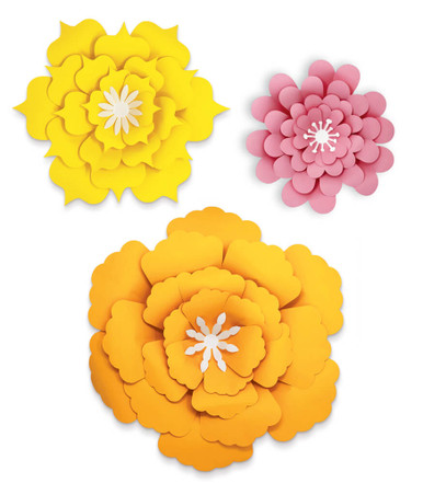 ORANGE YELLOW PINK FLOWER DIMENSION ACCENT  CREATIVELY INSPIRED (1 small (1 medium (1 large (21''(53.3cm) in diameter)