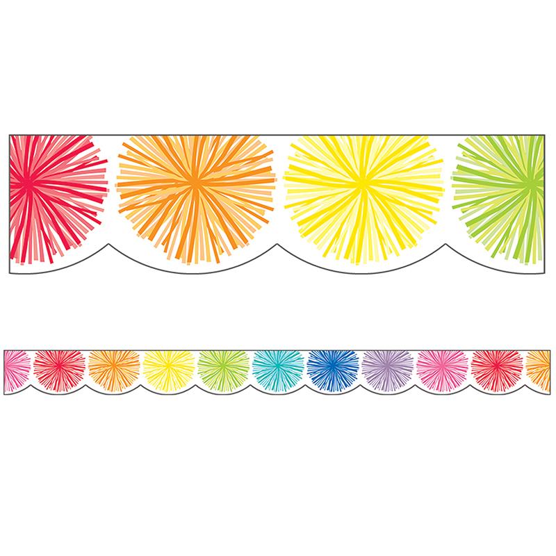 HELLO SUNSHINE POMS SCALLOPED BORDER, (36&quot;x3'')(91.4cmx7.6cm), total(39'=11.8m)