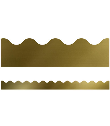 GOLD FOIL SPARKLE + SHINE SCALLOPED BORDER, 12pcs (2.25''x35'')(5.7cmx88.9cm), total (35'=10.6m)(