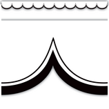 White with Black Scalloped Die-Cut Border Trim, 12pcs 2.75''x35''(6.9cmx88.9cm)