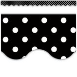 Black Polka Dots Scalloped Border Trim (3''x35'')(7.6cmx88.9cm) total (35ft (10.6m) (12 pcs)