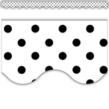 Black Polka Dots on White Scalloped Border Trim (3''x35'')(7.6cmx88.9cm) total(35'=10.6m) (12pcs)