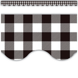 Black and White Gingham Scalloped Border Trim, (12pcs) (3''x35'')(7.6cmx88.9cm), total (35'=10.6m)