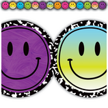 Brights 4Ever Smiley Faces Die-Cut Border Trim  (2.75''x35'')(6.9cmx88.9cm), total (35'=10.6m) (12pcs)