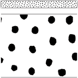 Black Painted Dots on White Straight Border Trim (35ft (10.9m) (12 pcs)