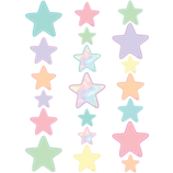 Pastel Pop Stars Accents - Asst Sizes (15cm) (6.1'' (11.4cm) (4.5'' (10.6cm) (4.25'' (7.6cm) (3'' (60pcs)