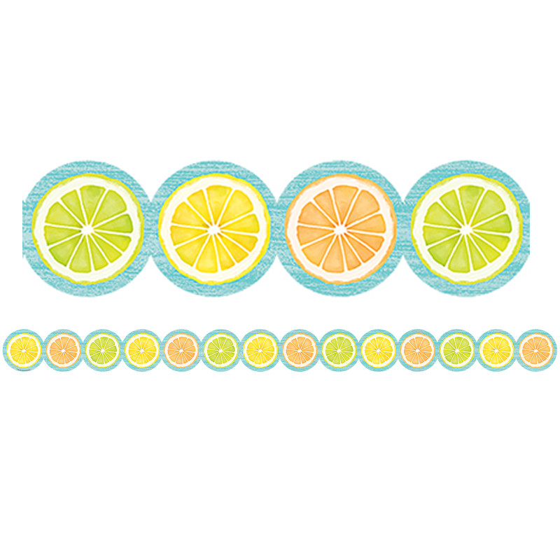 Lemon Zest Citrus Slices Die-Cut Border Trim, (2.75''x35'')(6.9cmx88.9cm)