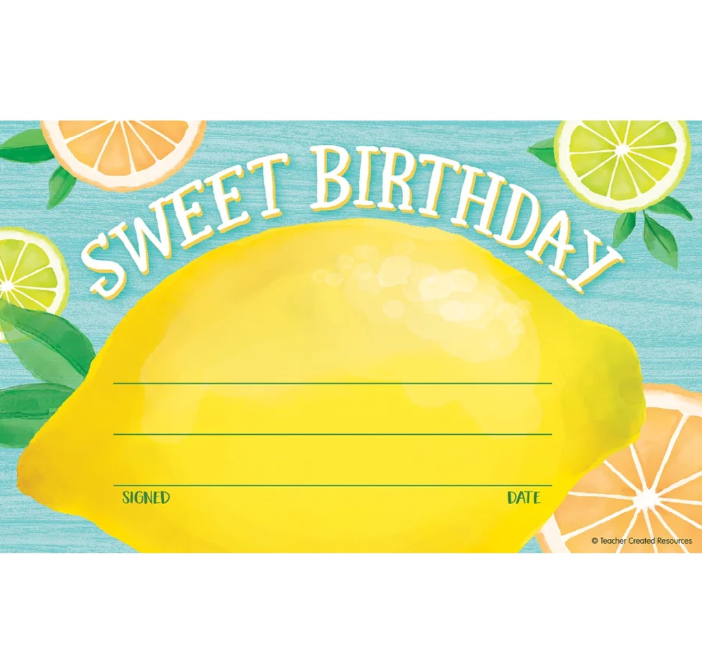Lemon Zest Sweet Birthday Awards (8.4''x5.4'')(21.5cmx13.9cm)(25pcs)