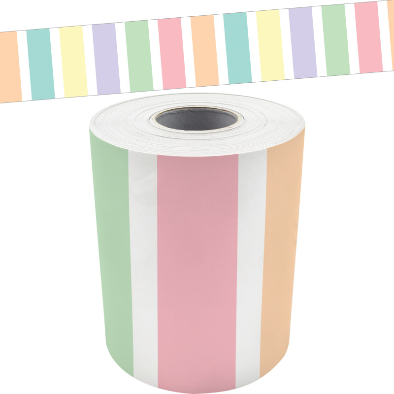 Pastel Pop Stripes Straight Rolled Border Trim (3''x50')(7.6cmx15.2m)