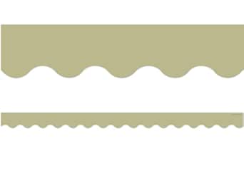 Olive Green Scalloped Border Trim (12pcs)(3''x35'')(7.6cmx89cm)