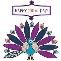 [CDX110319] You-Nique Happy 100th Day! Bulletin Board Set (1) peacock (123pcs)