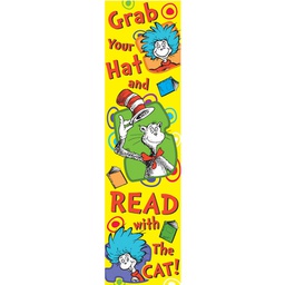 [EUX849033] DR SEUSS Cat in the Hat  Grab Your Hat and READ Banner (45''x12'')(114.3cmx30.4cm) (1pc)