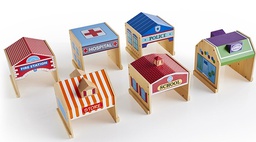[GD6716] Community Buildings: Set of 6 Wooden Toys (2+yrs)