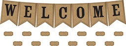 [TCRX5828] Burlap Pennants Welcome Bulletin Board (9.5&quot;x13.5&quot;(24cm x 34.2cm) (45pcs)