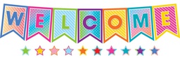 [TCRX8753] Colorful Vibes Pennants Welcome Bulletin Board (48 stars accents,7 little pcs) (55pcs)