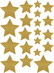 [TCR8868] Gold Shimmer Stars Accents - Assorted Sizes (15.2cm=6&quot;)(10.1cm=4&quot;)(8.8cm=3.5&quot;)(6.3cm=2.5&quot;)( 60 pcs)