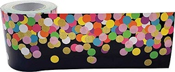 [TCR8898] Colorful Confetti on Black Straight Rolled Border Trim