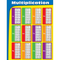 [CD114069] MULTIPLICATION CHARTS GR 2-5 17''x22''(43cmx55cm)