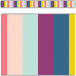 [TCR9088] Oh Happy Day Stripes Straight Border Trim, 12pcs (3''x35'')(7.6cmx88.9cm), total(35'=10.6m)