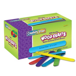 [PAC377602] CREATIVITY STREET JUMBO CRAFT STICKS 6&quot; X 3/4&quot; (15.2cm x 1.9cm) BRIGHT HUES ASSORTED 500 pcs