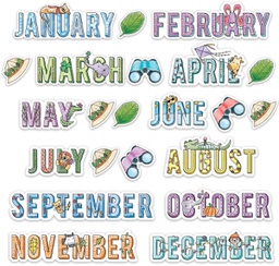 [CTPX1171] SAFARI FRIENDS MONTHS OF THE YEAR MINI BULLETIN BOARD (22 pcs)